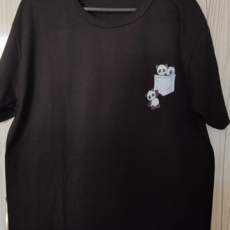 Panda Baskılı V Yaka T-SHİRT