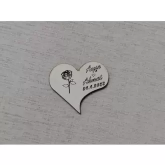 6 Cm Gül Ve Kalp Magnet Söz Nişan Nikah Düğün 25 Adet