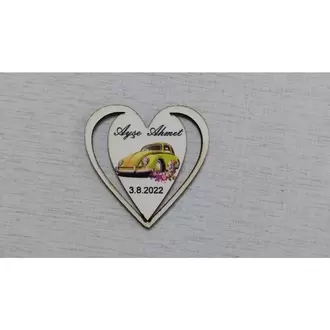 7 Cm Kalpli Yeşil Vosvos Magnet Söz Nişan Nikah Düğün 25 Adet