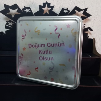 DOĞUM GÜNÜ YAZISI KARE HEDİYE KUTUSU