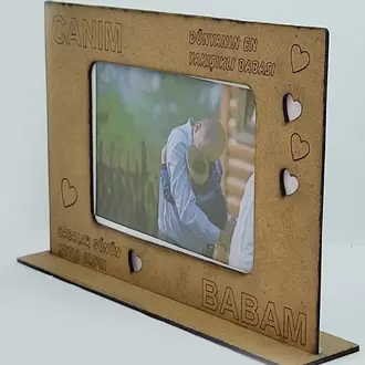 CANIM BABAM FOTOĞRAF ÇERÇEVESİ MDF KESİM AHŞAP GÖRÜNÜM 25X16CM(FOTO 15X10) BABALAR GÜNÜ