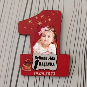 1 Yaş Ahşap Mdf Magnet – Kişiye Özel Doğum Günü Hatırası 7 Cm Fotoğraflı Magnet 25 Adet
