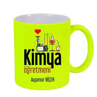 Baskılı Kupa Fosforlu Kupa Bardak İsimli kimya öğretmeni