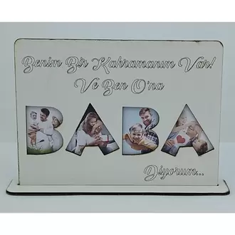 BABA HARF İÇİ FOTOĞRAF ÇERÇEVESİ MDF KESİM 20X15CM 4 ADET FOTO BABALAR GÜNÜ