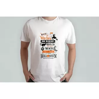 Black and Orange Halloween Beyaz T-Shirt