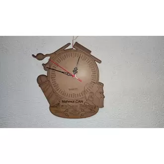 Lazer Kesim Duvar Saati Berber Model