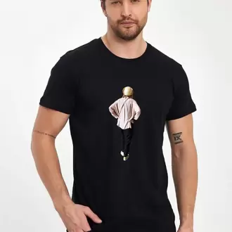 Kişiye Özel Fotoğraf Baskılı Oversize Siyah T-Shirt