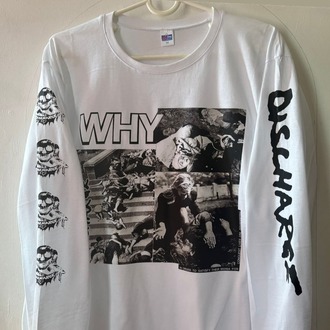 Discharge - Why - Beyaz UZUN KOLLU - Tshirt (Crust, Heavy Metal)