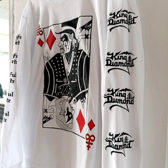 King Diamond - İskambil Kart özel tasarım - UZUN KOLLU Tshirt (Krem renk özel nadir baskı)
