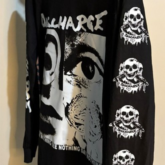 Discharge - Hear Nothing See Nothing - Uzun Kollu Tshirt (Ön + Kol baskı) (Arka baskı opsiyonel)