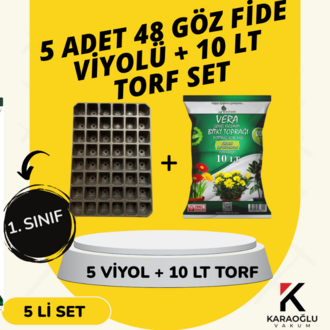 5 ADET 48 GÖZ FİDE VİYOLÜ + 10 LİTRE İTHAL TORF
