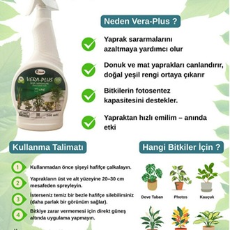 Vera-Plus Daha Yeşil Yapraklar İçin Özel Sprey Sıvı Bitki Besini 500 ML 