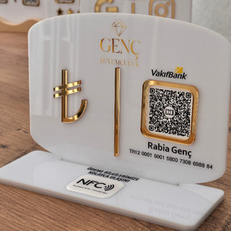 Tek QR & NFC Özellikli PleksiGlass Stant