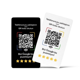 QR + NFC Google Yorum Kartı (Siyah/Beyaz Seçenekli)