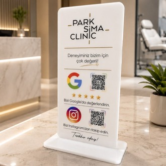  Çift QR Özellikli PleksiGlass Stant Dikey