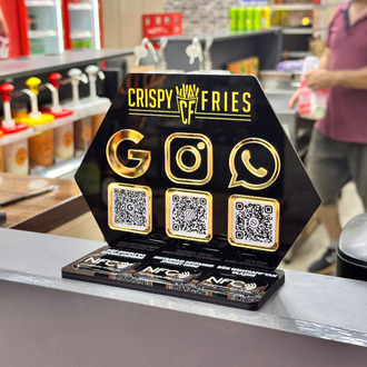 3 QR & NFC Özellikli PleksiGlass Stant Petek Tasarımlı