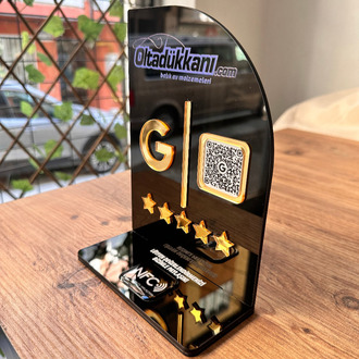 Tek QR & NFC Özellikli PleksiGlass Stant