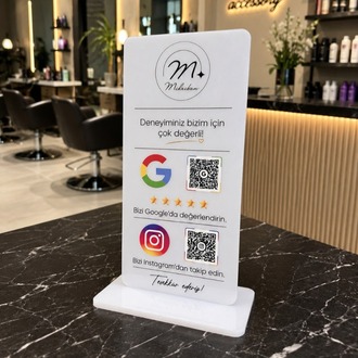  Çift QR Özellikli PleksiGlass Stant Dikey