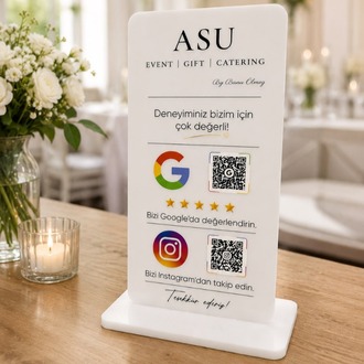  Çift QR Özellikli PleksiGlass Stant Dikey