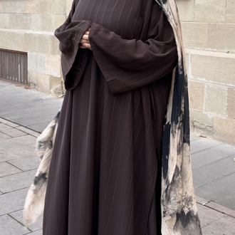 Çizgili acı kahve abaya