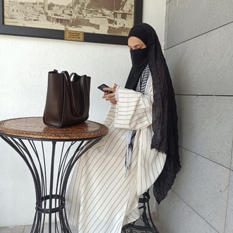 modal çizgili abaya 
