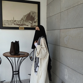 modal çizgili abaya 