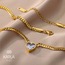 TAŞLI KALP KOLYE - ÇELİK - GOLD - 45 CM