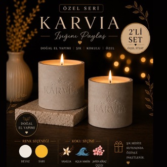 Karvia desenli dekoratif 2’li mum set
