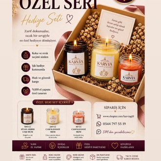 Karvia Premium Mum Seti | EV IŞIĞI SETİ | Kokulu Hediye Kutusu
