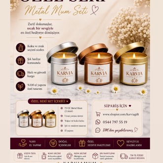 Karvia Premium Mum Seti | Metal Kutu IŞIK SETİ | Kokulu Hediye Kutusu