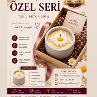 Karvia Kokulu Beton Mum Gül veya Papatya