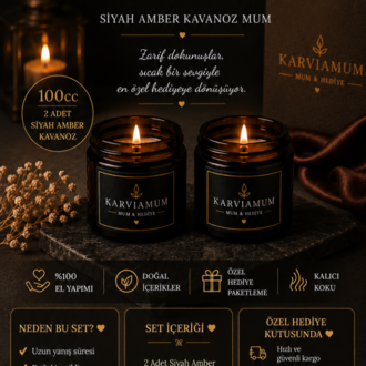 Karvia Dekoratif Mum | AMBER DUO SET | Cam Kavanoz | Koku ve Renk Seçenekli Mum