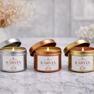 Karvia Premium Mum Seti | Metal Kutu IŞIK SETİ | Kokulu Hediye Kutusu