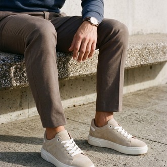 Krem Süet Görünümlü Sneaker