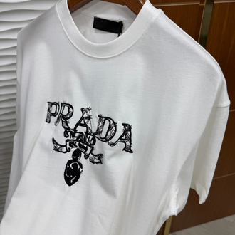 Prada Text Beyaz İthal Tişört