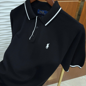 RL Siyah Beyaz Çizgili İthal Polo Yaka