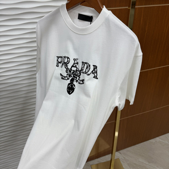 Prada Text Beyaz İthal Tişört