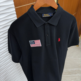 RL Siyah ABD Nakışlı İthal Polo Yaka