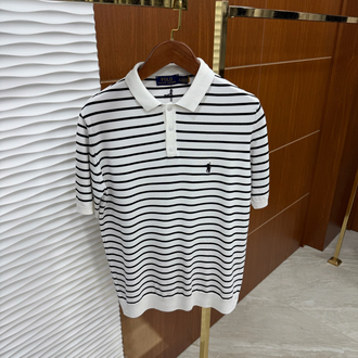 RL Siyah/Beyaz Çizgili İthal Polo Yaka