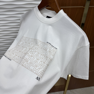 Armani Exchange Dikdörtgen Baskı İthal Beyaz Tişört