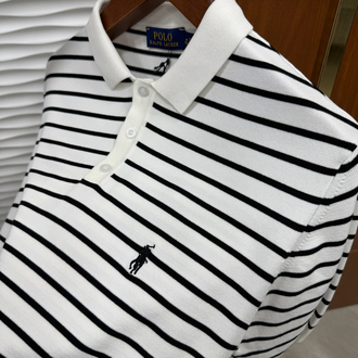 RL Siyah/Beyaz Çizgili İthal Polo Yaka