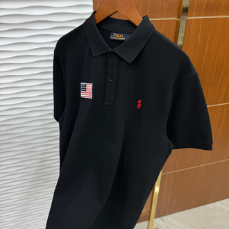 RL Siyah ABD Nakışlı İthal Polo Yaka
