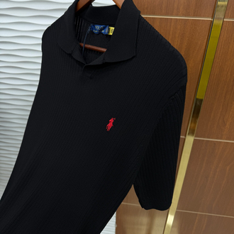 RL Çizgili Siyah İthal Polo Yaka
