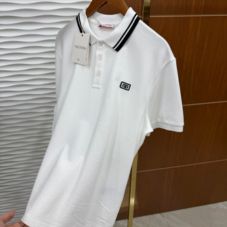 Valentino Yaka Çizgili Beyaz İthal Polo Yaka