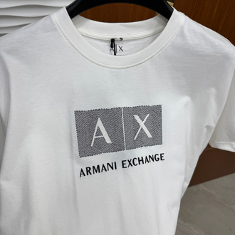 AX Kare Baskılı Beyaz İthal Tişört