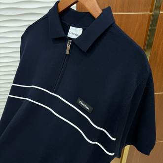 Calvin Klein Lacivert Paralel Çizgili İthal Polo Yaka