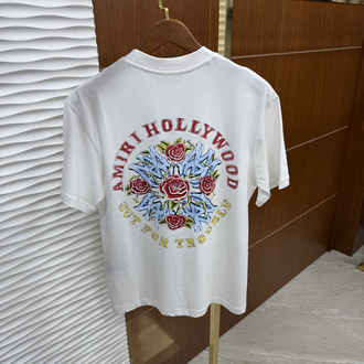 Amiri Hollywood Çicekli İthal Beyaz Tişört