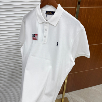 RL Beyaz ABD Nakışlı İthal Polo Yaka