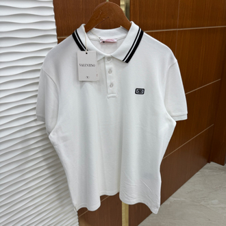 Valentino Yaka Çizgili Beyaz İthal Polo Yaka