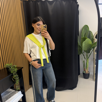 Bağlama Detaylı Tshirt Neon Yeşil